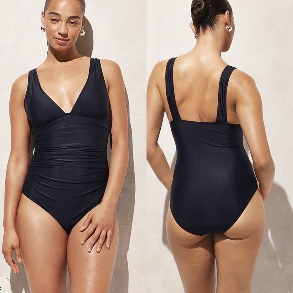 J Crew Ruched V-neck one-piece Swimsuit